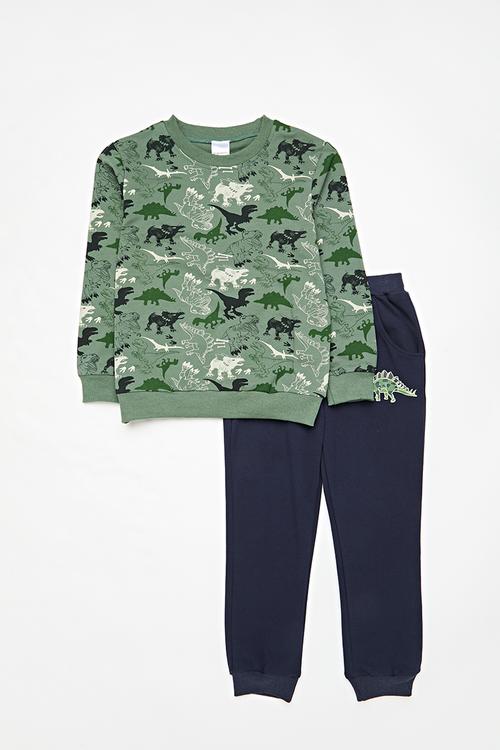 Sweat top & bottom set - green & blue