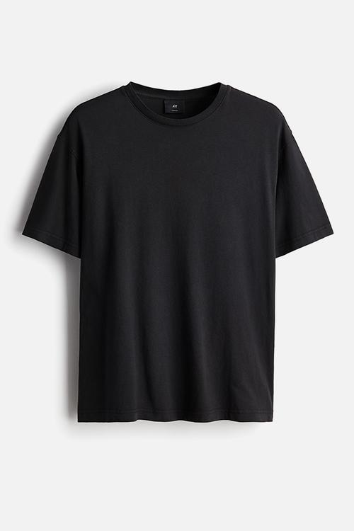 Loose fit washed-look T-shirt - black