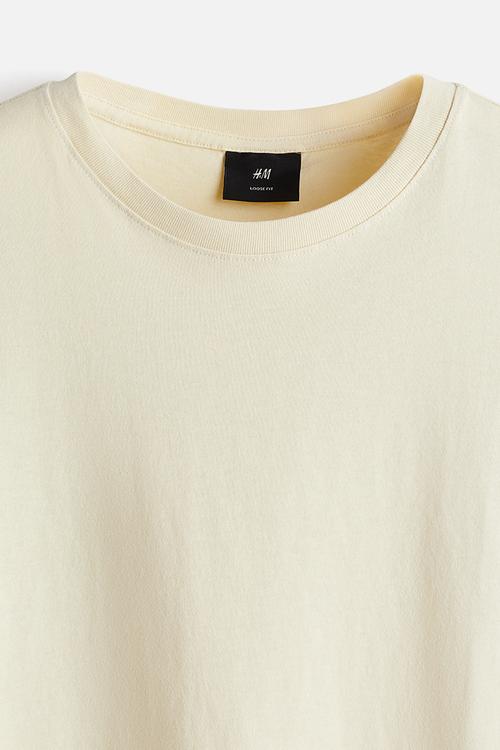 Loose fit washed-look T-shirt - light beige