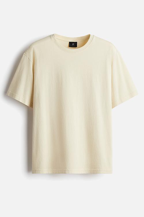 Loose fit washed-look T-shirt - light beige