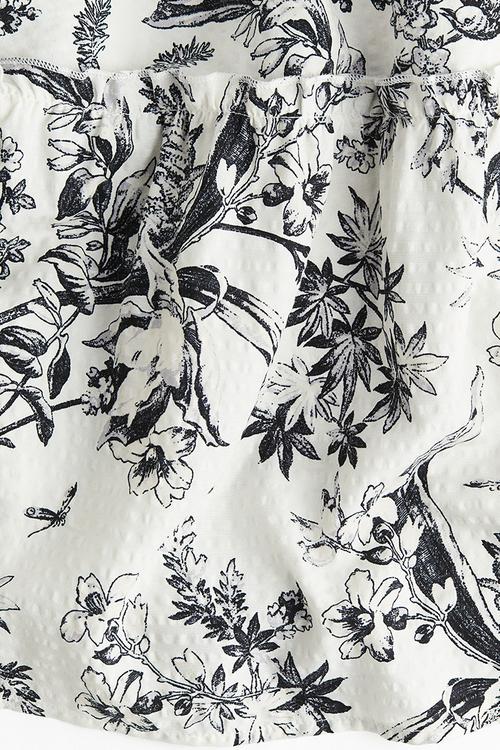 Tie-strap midi dress -white/grey patterned 