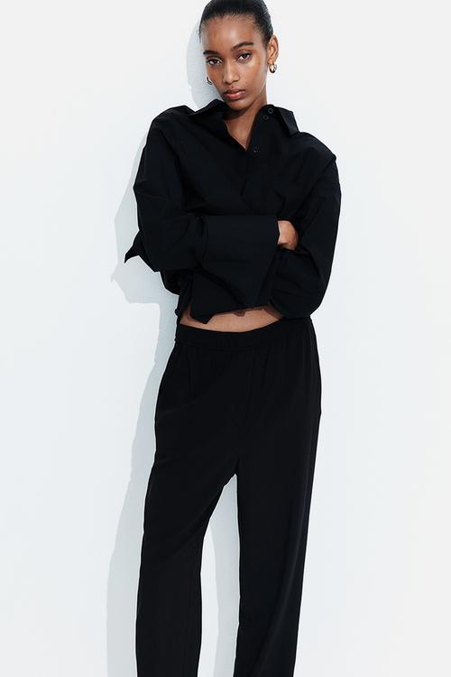 Ankle-length trousers - black