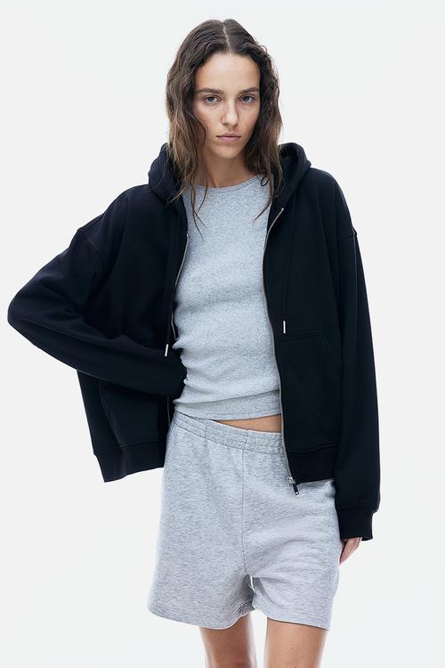 Zip-through hoodie - black
