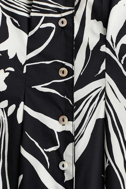 Patterned poplin dress - black/floral