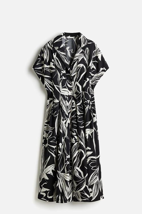 Patterned poplin dress - black/floral