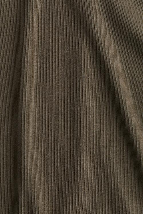 Ribbed jersey top - dark khaki green