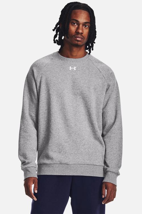 UA Rival Fleece Crew - Castlerock Light Heather/White