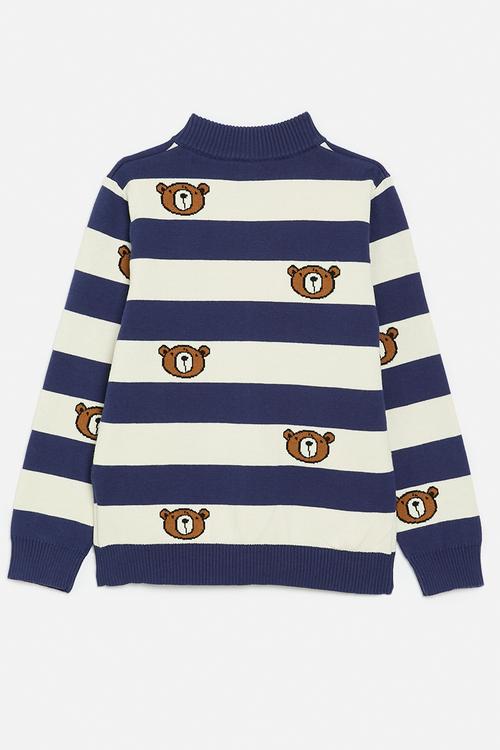 Striped sweater-blue & ecru