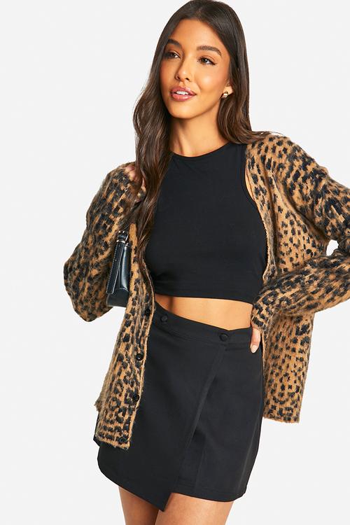 Wrap Over Tailored Mini Skirt - Black