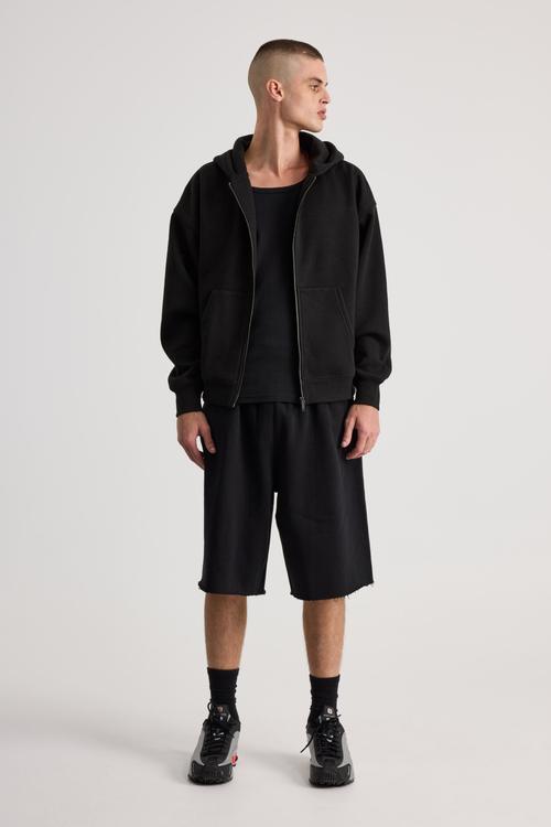 Authentics Oversized Zip Thru Hoodie - Black