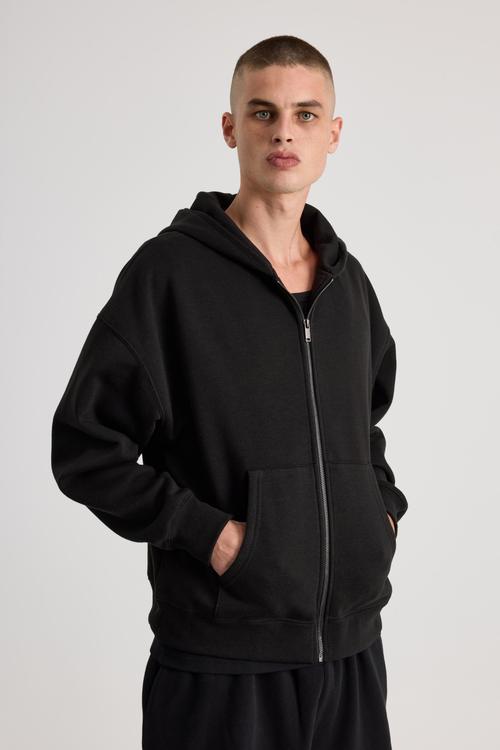 Authentics Oversized Zip Thru Hoodie - Black
