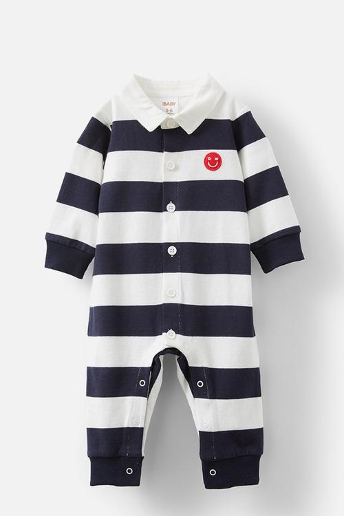 Tallow rugby all-in-one - vanilla/navy ink stripe