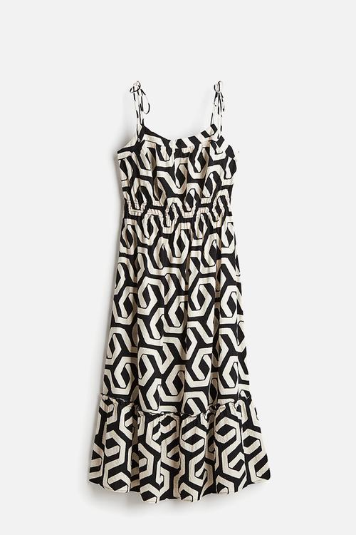 Tie-strap midi dress - black/patterned