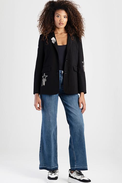 Bling It On: Blazer With Bling Details - Charcoal