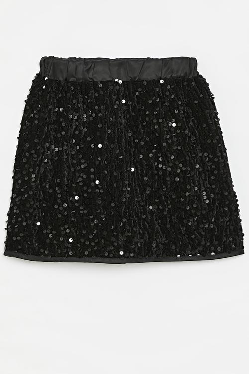 Sequined skirt-black