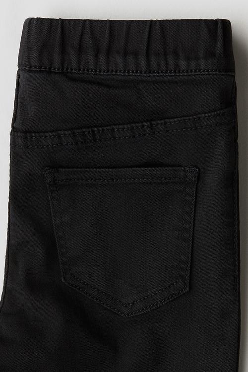 Embellished denim jeggings - black