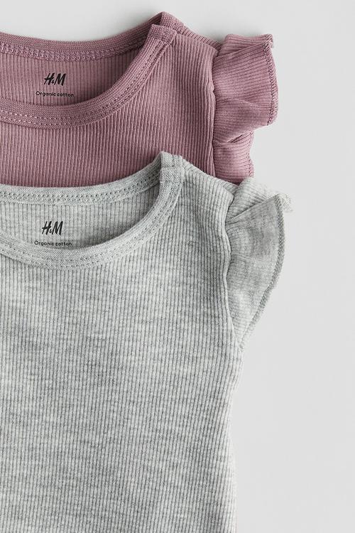 2-Pack long-sleeved bodysuits - light grey plum