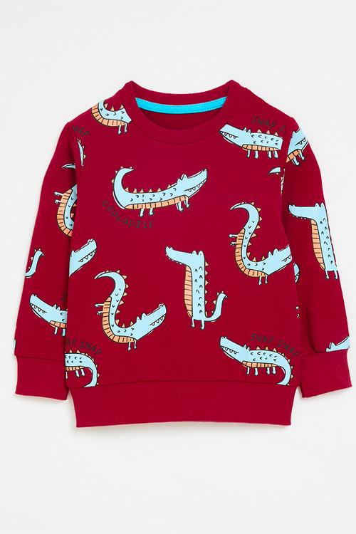 Printed sweat top - red