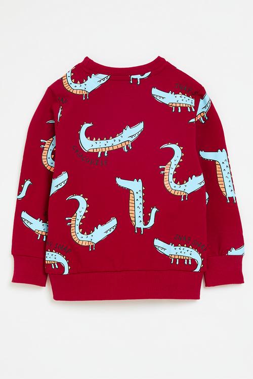 Printed sweat top - red