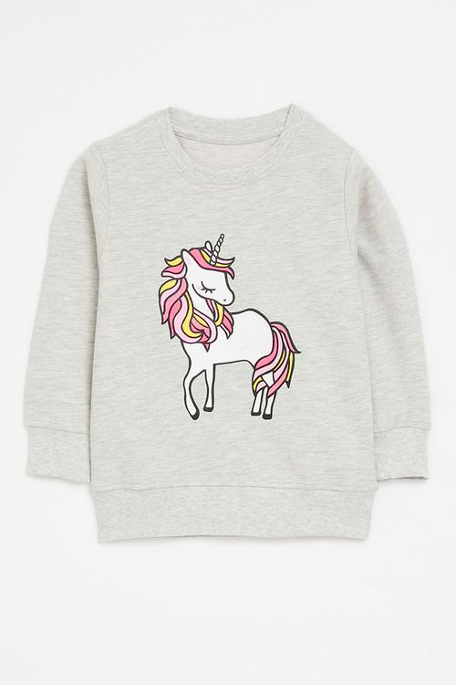Printed sweat top -grey