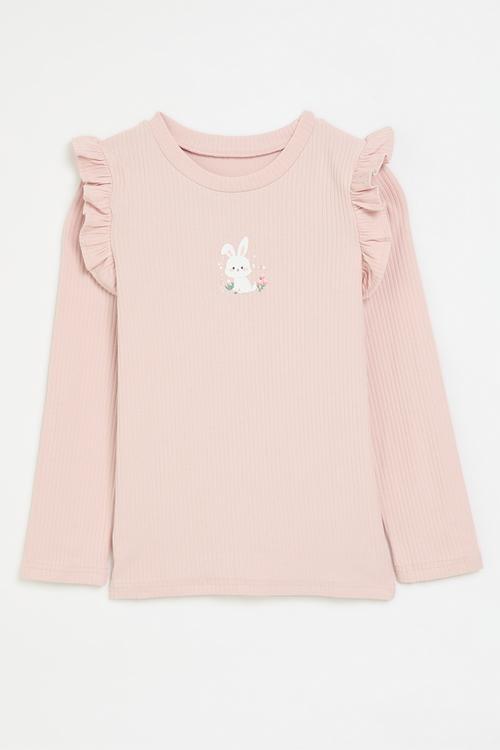 Printed frilled top - pink