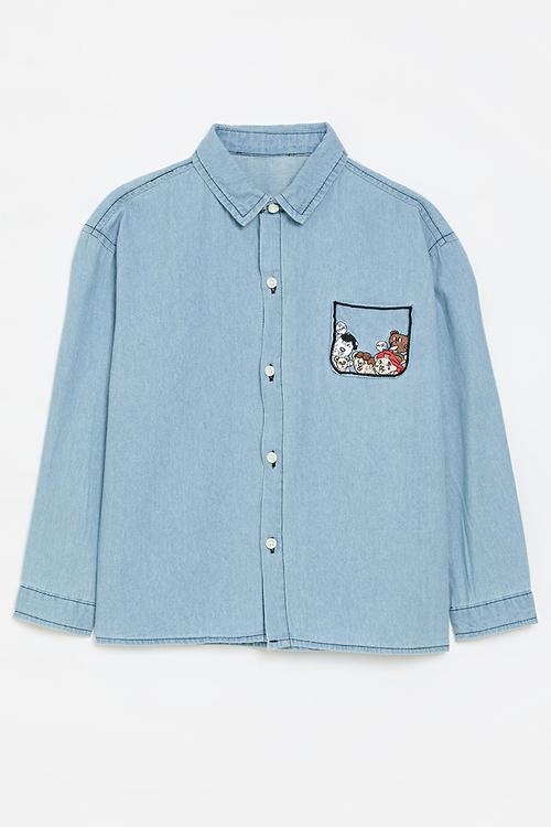 Denim shirt-blue