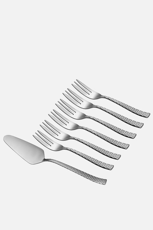 MW Diamonds Cake Server & Fork Set - Silver
