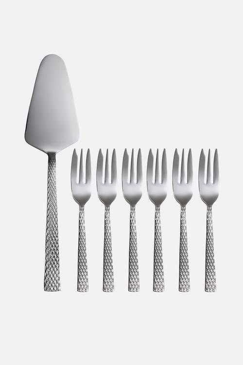 MW Diamonds Cake Server & Fork Set - Silver