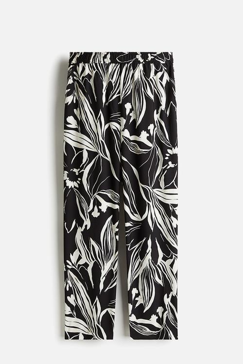 Ankle-length trousers - black & white patterned