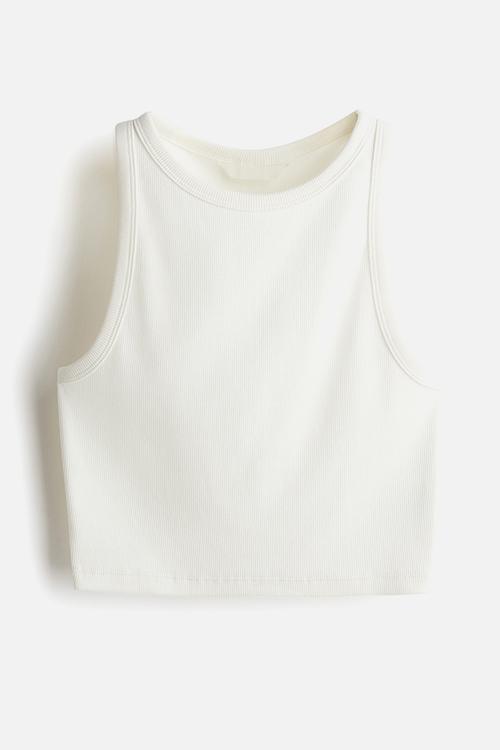 Cropped vest top - white