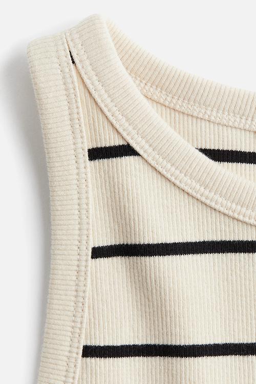 Cropped vest top - light beige striped