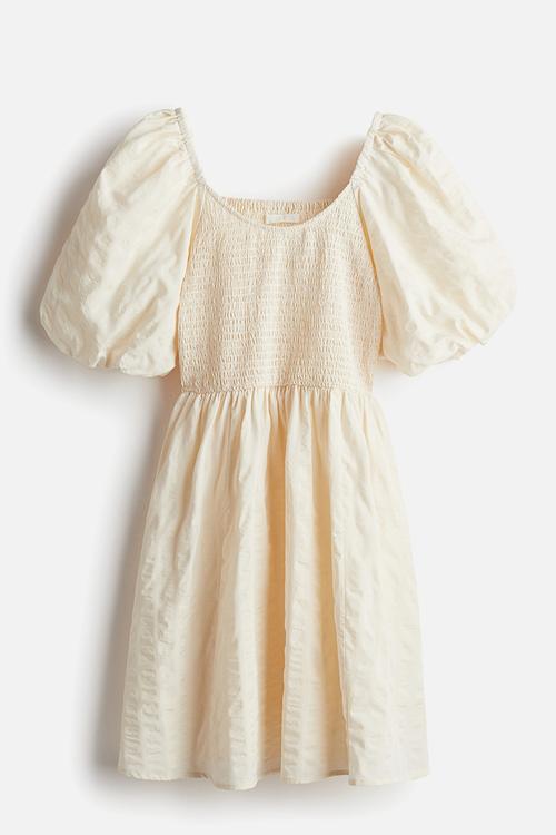 Puff-sleeved dress - cream