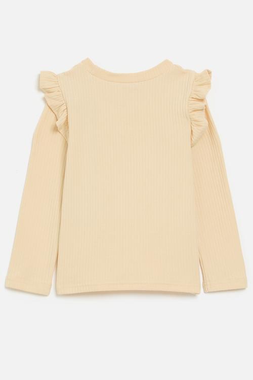 Printed frilled top - neutral