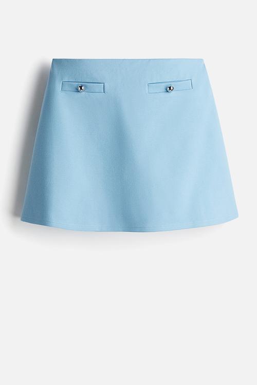 Textured-knit mini skirt -  light blue