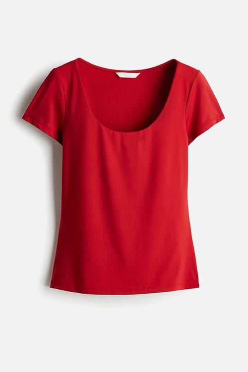 Scoop-neck top - red