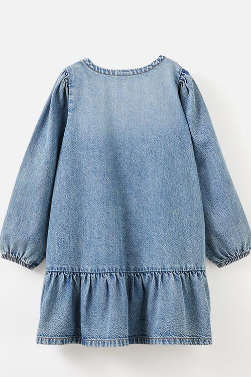 Betty bow front denim dress - blue haven mid blue