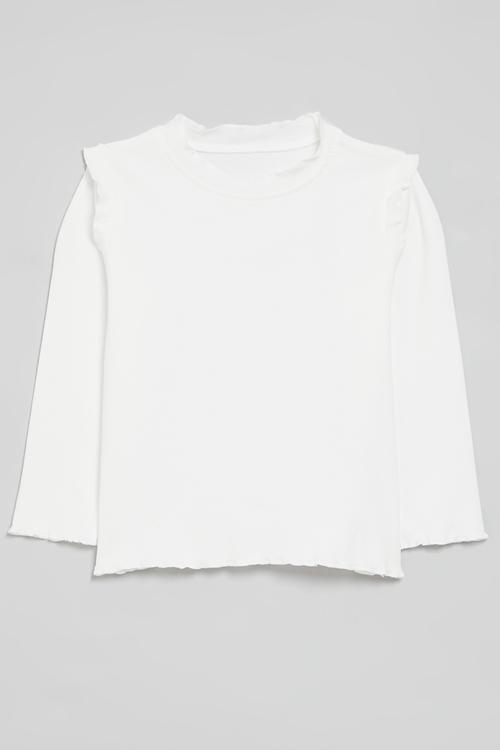 Frilled long sleeve tee-white