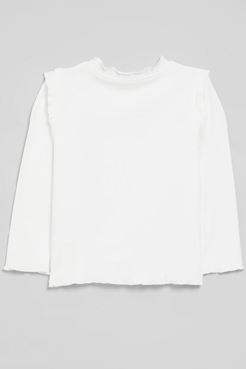 Frilled long sleeve tee-white