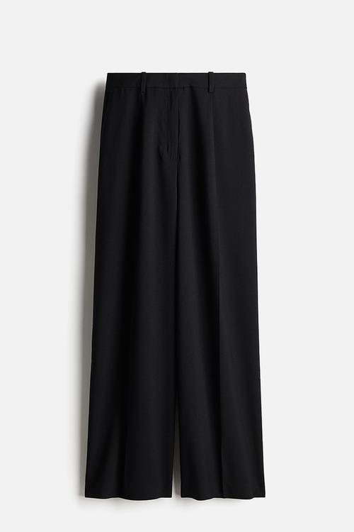 Straight tailored trousers - black
