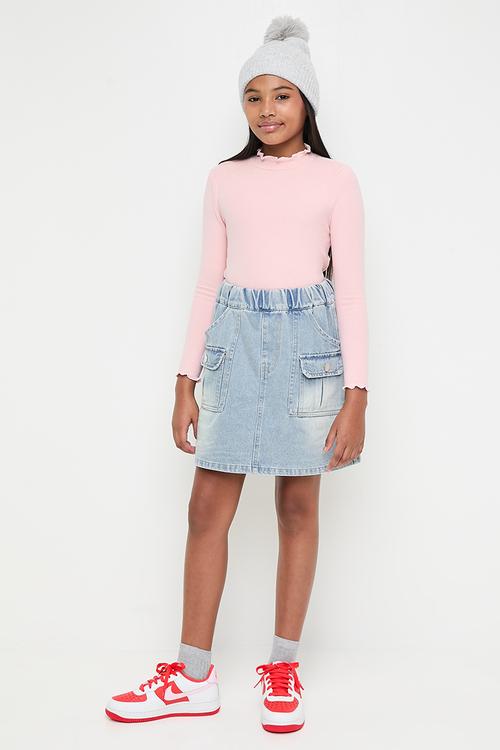 Denim utility skirt-blue