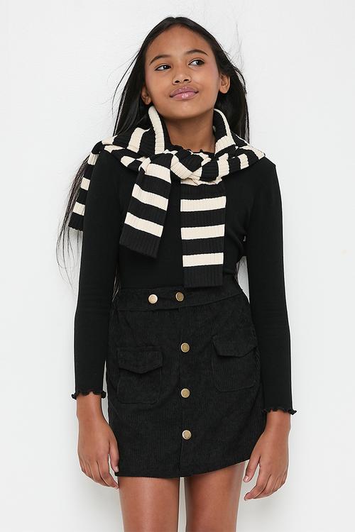 Cord mini skirt - black
