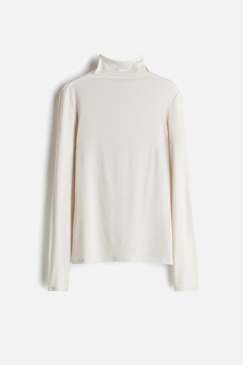 Lyocell turtleneck top - light beige