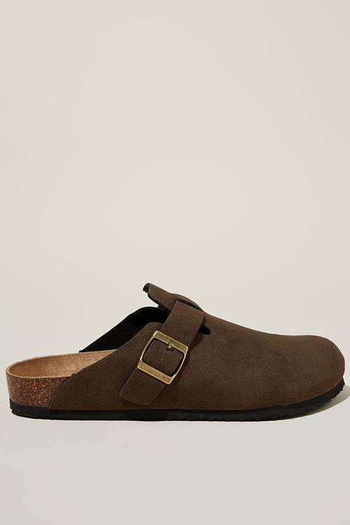 Closed toe buckle slide - tobacco