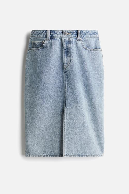 Knee-length denim skirt - light denim blue 