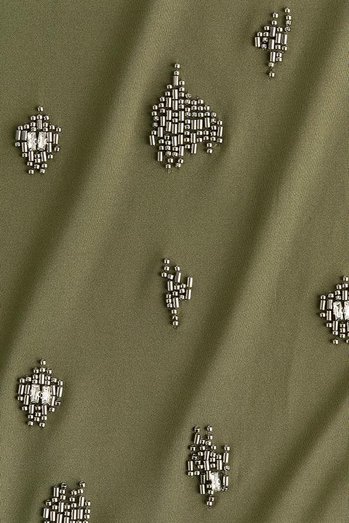 Bead-embellished top - dark green