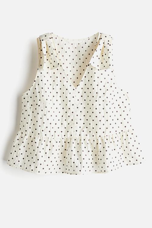 Peplum top -  white/spotted 