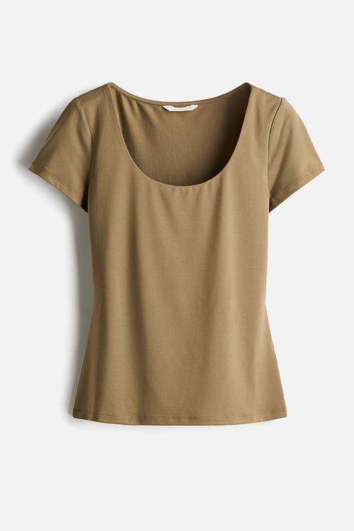 Scoop-neck top - khaki green