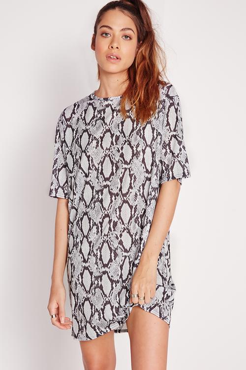 Snake print T-shirt dress