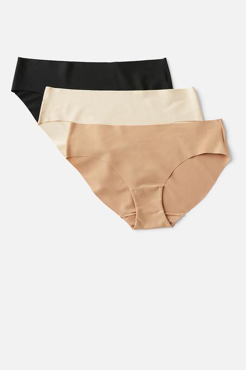 The Invisible Bikini Brief 3 Pack - Black/Frappe/Maple Sugar