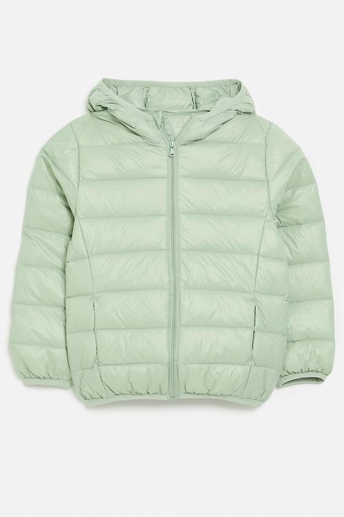 Hooded puffer jacket- green